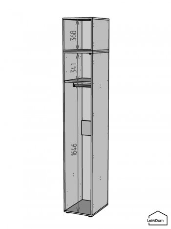 Шкаф с антресолью 400 мм Linnea MHR-1A-1 2450х400х510 (Графит-М 11.1.25) в Богдановиче - bogdanovich.mebel-e96.ru