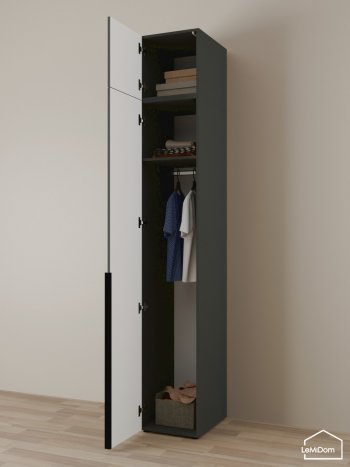 Шкаф с антресолью 400 мм Linnea MHR-1A-1 2450х400х510 (Графит-М 11.1.25) в Богдановиче - bogdanovich.mebel-e96.ru