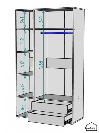 Шкаф Linnea MHR-3-2 2050х1200х510 (Графит-М 11.1.25) в Богдановиче - bogdanovich.mebel-e96.ru