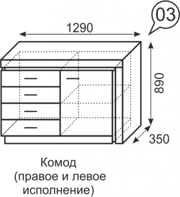 Комод Люмен №3 (ИжМ) в Богдановиче - bogdanovich.mebel-e96.ru