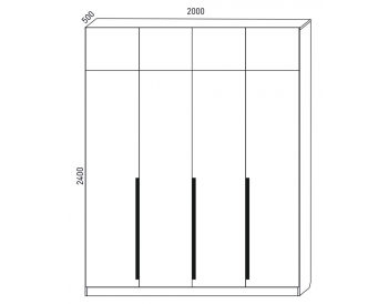 Шкаф распашной 2000 мм М6-4.3 П+Б+Б+П + антресоль (М6) в Богдановиче - bogdanovich.mebel-e96.ru
