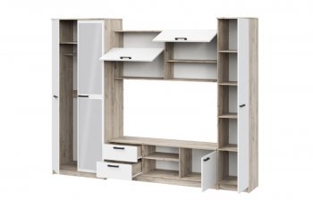Стенка Марта-12 дуб крафт серый/белый (ИЦ) в Богдановиче - bogdanovich.mebel-e96.ru