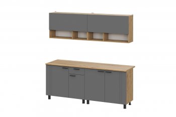 Кухонный гарнитур Монако 2000 мм графит (СВ) в Богдановиче - bogdanovich.mebel-e96.ru