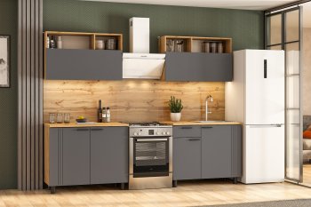 Кухонный гарнитур Монако 2000 мм графит (СВ) в Богдановиче - bogdanovich.mebel-e96.ru