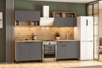 Кухонный гарнитур Монако 2000 мм графит (СВ) в Богдановиче - bogdanovich.mebel-e96.ru