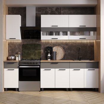 Кухонный гарнитур Монтана 2000 мм белый/графит (БТС) в Богдановиче - bogdanovich.mebel-e96.ru