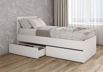 Кровать с ящиками Мори 1600.1/1 , белый (ДСВ) в Богдановиче - bogdanovich.mebel-e96.ru