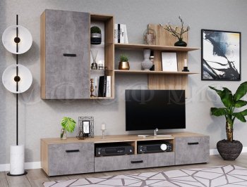 Стенка Нэнси new вариант 5 ЛДСП Бетон (Миф) в Богдановиче - bogdanovich.mebel-e96.ru