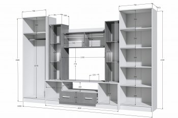 Стенка Николь-2 крафт серый/кашемир (Зарон) в Богдановиче - bogdanovich.mebel-e96.ru