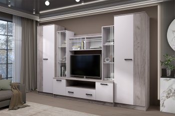 Стенка Николь-2 крафт серый/кашемир (Зарон) в Богдановиче - bogdanovich.mebel-e96.ru