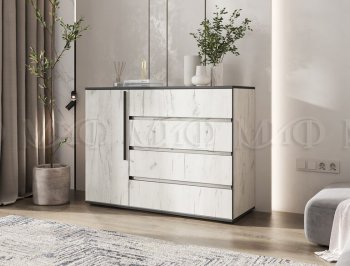 Комод 1 дверь 4 ящика (1200) Норд, крафт белый (Миф) в Богдановиче - bogdanovich.mebel-e96.ru