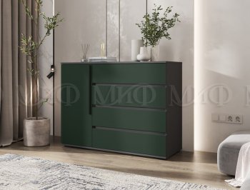 Комод 1 дверь 4 ящика (1200) Норд, графит/изумруд (Миф) в Богдановиче - bogdanovich.mebel-e96.ru