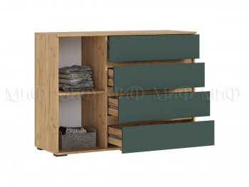 Комод 1 дверь 4 ящика (1200) Норд, крафт/изумруд (Миф) в Богдановиче - bogdanovich.mebel-e96.ru