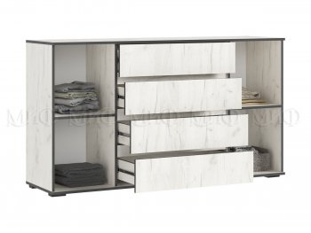 Комод 2 двери 4 ящика (1600) Норд, крафт белый (Миф) в Богдановиче - bogdanovich.mebel-e96.ru