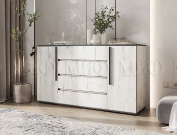 Комод 2 двери 4 ящика (1600) Норд, крафт белый (Миф) в Богдановиче - bogdanovich.mebel-e96.ru