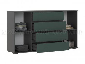 Комод 2 двери 4 ящика (1600) Норд, графит/изумруд (Миф) в Богдановиче - bogdanovich.mebel-e96.ru
