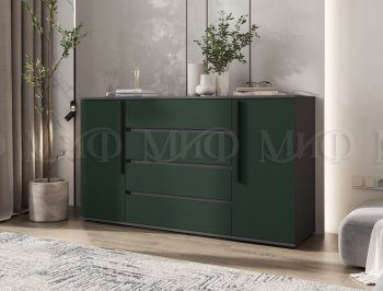 Комод 2 двери 4 ящика (1600) Норд, графит/изумруд (Миф) в Богдановиче - bogdanovich.mebel-e96.ru