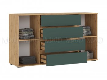 Комод 2 двери 4 ящика (1600) Норд, крафт/изумруд (Миф) в Богдановиче - bogdanovich.mebel-e96.ru
