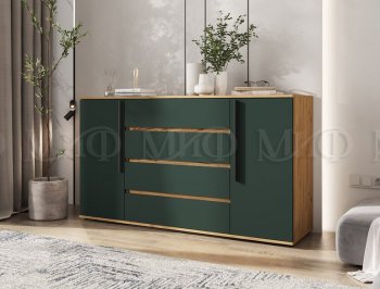 Комод 2 двери 4 ящика (1600) Норд, крафт/изумруд (Миф) в Богдановиче - bogdanovich.mebel-e96.ru