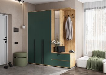 Прихожая Норд+Шкаф 1200, крафт/изумруд (Миф) в Богдановиче - bogdanovich.mebel-e96.ru