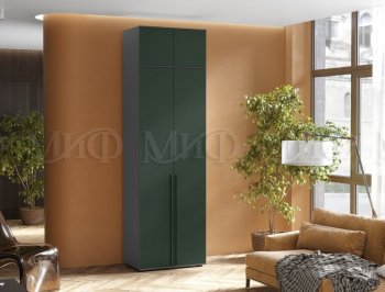 Шкаф 800 мм 2-х ств. Норд с антресолью графит/изумруд (Миф) в Богдановиче - bogdanovich.mebel-e96.ru