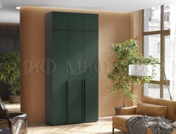 Шкаф 1200 мм 3-х ств. Норд с антресолью графит/изумруд (Миф) в Богдановиче - bogdanovich.mebel-e96.ru