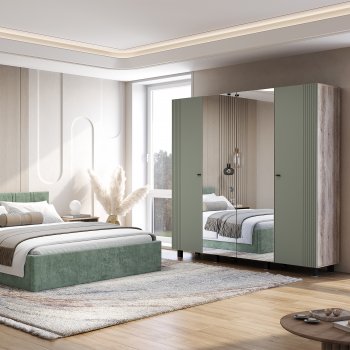 Шкаф 2000 мм 4-х створчатый Олива ШК-13 эвкалипт софт (БТС) в Богдановиче - bogdanovich.mebel-e96.ru