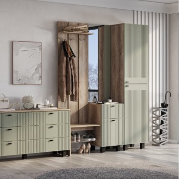 Прихожая Олива эвкалипт софт, модульная (БТС) в Богдановиче - bogdanovich.mebel-e96.ru