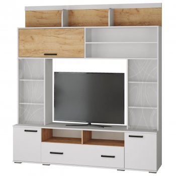 Мини-стенка ОГЦС-2 Оскар-18 белый/крафт (Текс) в Богдановиче - bogdanovich.mebel-e96.ru