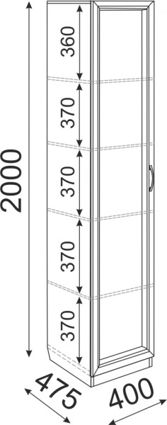 Пенал Остин М03 полки 400 (Риннер) в Богдановиче - bogdanovich.mebel-e96.ru