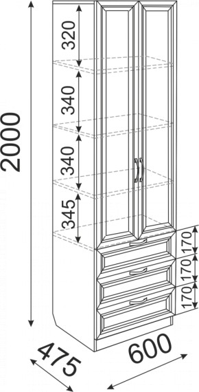 Шкаф с ящиками 600 Остин М04 (Риннер) в Богдановиче - bogdanovich.mebel-e96.ru