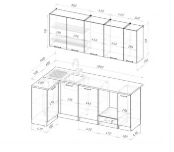 Угловой кухонный гарнитур Фьюджи прайм 400 1100*2000 мм (Герда) в Богдановиче - bogdanovich.mebel-e96.ru