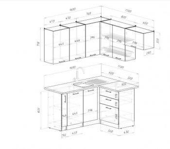 Угловой кухонный гарнитур Фьюджи макси 1600*1700 мм (Герда) в Богдановиче - bogdanovich.mebel-e96.ru