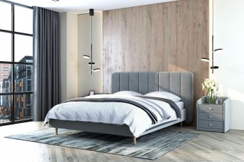 Кровать двуспальная Рино светло-серый (БМ) в Богдановиче - bogdanovich.mebel-e96.ru
