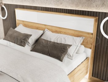 Кровать парящая Роджина с подсветкой, крафт/белый (Миф) в Богдановиче - bogdanovich.mebel-e96.ru