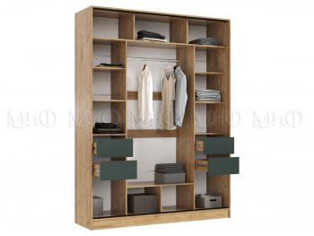 Шкаф-купе 1800 мм Роджина крафт/изумрудный (Миф) в Богдановиче - bogdanovich.mebel-e96.ru