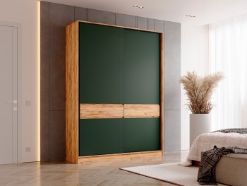 Шкаф-купе 1800 мм Роджина крафт/изумрудный (Миф) в Богдановиче - bogdanovich.mebel-e96.ru | фото