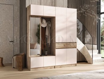 Прихожая Роджина крафт серый/кашемир, модульная (Миф) в Богдановиче - bogdanovich.mebel-e96.ru