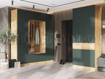 Прихожая Роджина крафт/изумруд, модульная (Миф) в Богдановиче - bogdanovich.mebel-e96.ru