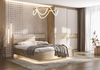 Спальный гарнитур Роджина крафт серый/кашемир, модульный (Миф) в Богдановиче - bogdanovich.mebel-e96.ru