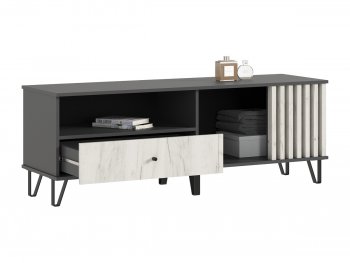 Тумба ТВ (1500) Роджина крафт белый/графит (Миф) в Богдановиче - bogdanovich.mebel-e96.ru