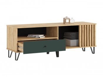 Тумба ТВ (1500) Роджина крафт/изумрудный (Миф) в Богдановиче - bogdanovich.mebel-e96.ru