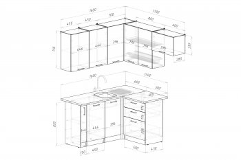 Угловой кухонный гарнитур Шелли макси 1600*1700 мм (Герда) в Богдановиче - bogdanovich.mebel-e96.ru