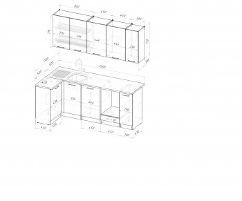 Угловой кухонный гарнитур Шелли прайм 400_1100х2000 мм (Герда) в Богдановиче - bogdanovich.mebel-e96.ru