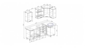 Угловой кухонный гарнитур Жемчуг 2200*1000 мм в Богдановиче - bogdanovich.mebel-e96.ru