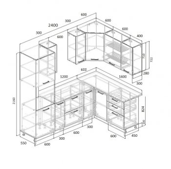Угловой кухонный гарнитур Фьюжн 2400*1600 мм Sanvut в Богдановиче - bogdanovich.mebel-e96.ru