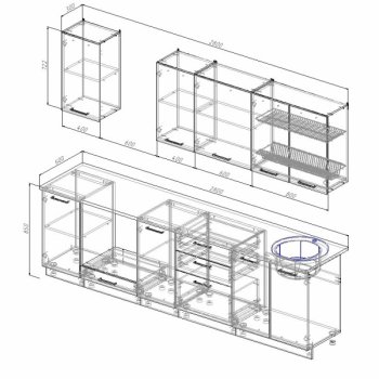 Кухонный гарнитур Умбра 2800 мм МДФ в Богдановиче - bogdanovich.mebel-e96.ru