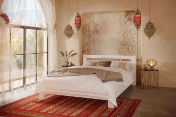 Кровать из массива Шейла белый античный (БМ) в Богдановиче - bogdanovich.mebel-e96.ru