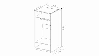 Шкаф 900 мм 2х дверный для платья ШиК-2 (Уголок Школьника 2) в Богдановиче - bogdanovich.mebel-e96.ru
