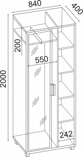 Шкаф 800 с зеркалом West (Риннер) в Богдановиче - bogdanovich.mebel-e96.ru